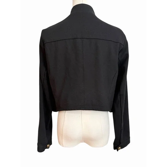 Torrid Military Ponte Cropped Blazer Womens Size 1 Black Gold Button Jacket  1X - Picture 5 of 13